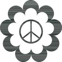 Icon of flower inside peace sign. vector