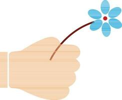 Icon of color flower in hand. vector