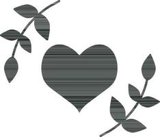 Icon of heart with round leaf. vector