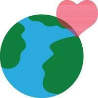 Colorful icon of globe with heart. vector