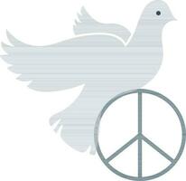 Icon of bird on peace sign. vector
