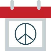 Peace day calendar icon in red color. vector