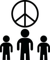 Three stand man with peace of icon. vector