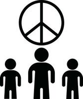 Three stand man with peace of icon. vector