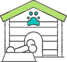 Pet House Icon In Black Stroke Style. vector