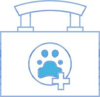 Veterinary First Aid Box Icon in Blue and White Color. vector