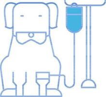 Dog Intravenous Therapy Icon in Blue Line Art. vector