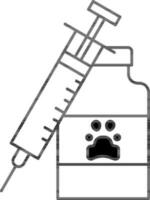 Veterinary Vaccine Icon In Black Line Art. vector