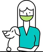 Woman Wear Mask With Dog Icon In Flat Style. vector