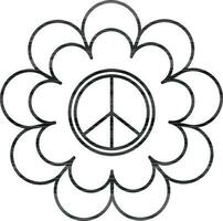 Icon of flower inside peace sign. vector