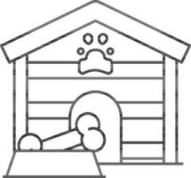 Pet House Icon In Black Line Art. vector