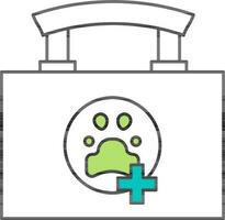 Veterinary First Aid Box Icon in Flat Style. vector