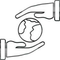 Icon of hands with earth. vector