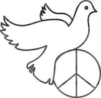 Icon of bird on peace sign. vector