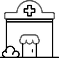 Hospital or Clinic Building with Grass Icon in Line Art. vector