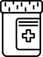 Medicine Bottle Icon in Black Line Art. vector