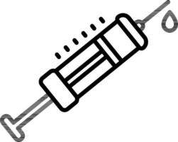 Black Line Art Illustration of Syringe Icon. vector