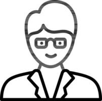 Doctor or Scientist Icon in Black Line Art. vector