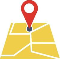 Colorful map icon with location pathfinder in flat style. vector