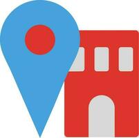Home location with map pin icon in flat design. vector