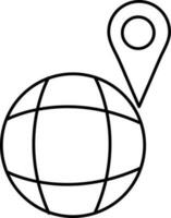 Line art, globe icon with map pin. vector