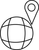 Line art, globe icon with map pin. vector