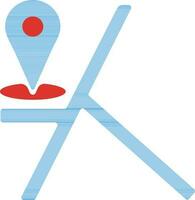 Map pin or location icon in blue and red color. vector