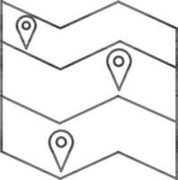 Line art, icon of locations finder with map pin. vector