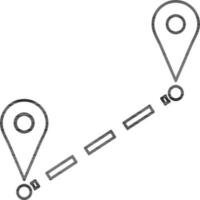 Icon of distance location sign and map pin. vector