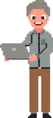 Pixel art illustration of man.