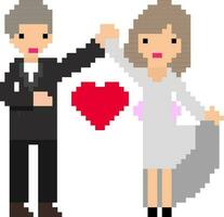 Pixel art illustration of couple. vector