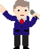 Pixel art illustration of businessman. vector