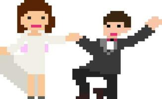 Pixel art illustration of couple. vector