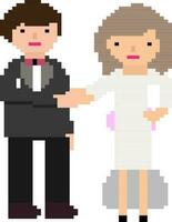 Pixel art illustration of couple. vector