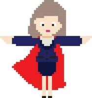 Pixel art illustration of business woman. vector