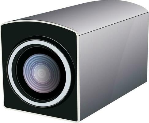 Icon of camera lens in flat style.