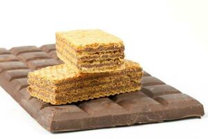 Wafer Biscuit Dark Chocolate Bar photo