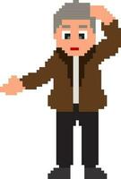 Pixel art illustration of a man. vector
