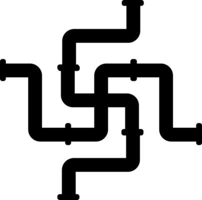 Illustration of water supply pipes in black color.