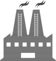 Black and white flat style illustration of a factory. vector