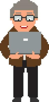 Pixel art illustration of businessman.