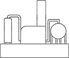 Line art illustration of Oil Refinery icon. vector