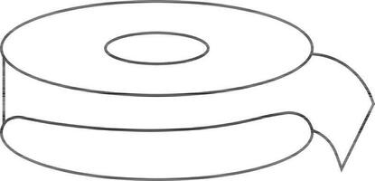 Isolated round measruring tape in black line art. vector