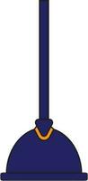 Flat style plumbing plunger in blue color. vector