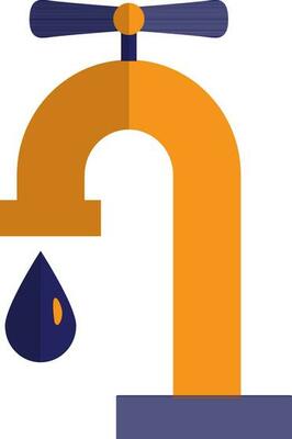 Blue and yellow water tab with falling drop.