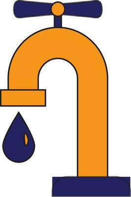 Blue and yellow water tab with falling drop.