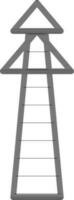 Line art icon of electricity tower in flat style. vector