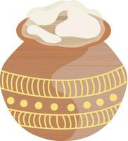 arroz en un barro maceta para pongal festival. vector