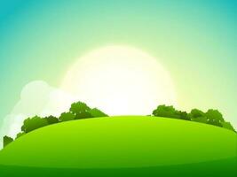 Sun rise view on beautiful natural background. vector