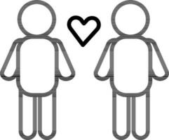 Homosexual Or Gay Couple Icon in Black Line Art. vector